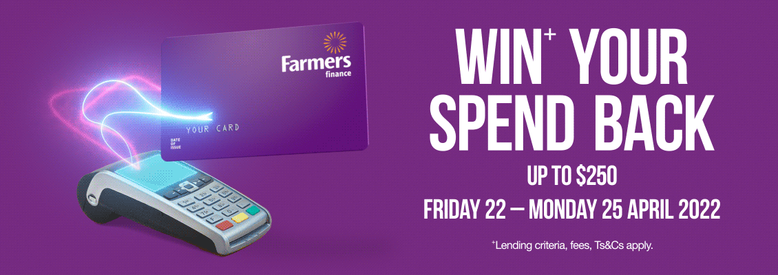 Every purchase with your Farmers Finance Card puts you in the draw to WIN+