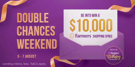 Double^ chances of winning $10,000* this weekend	