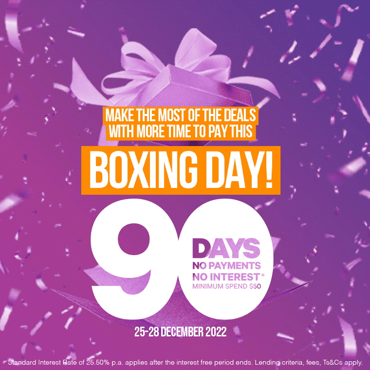 Make the most of the deals this Boxing day with 90 days to pay!