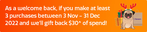 Gift back $30^ of spend