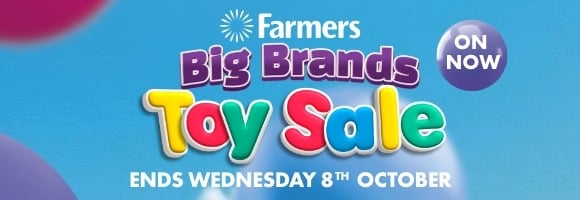 Shop Farmers Big Brands Toy Sale. Ends 8 October 2025