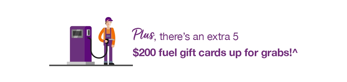 Plus, there’s an extra 5 $200 fuel gift cards up for grabs!^ Plus, there’s an extra 5 $200 fuel gift cards up for grabs!^