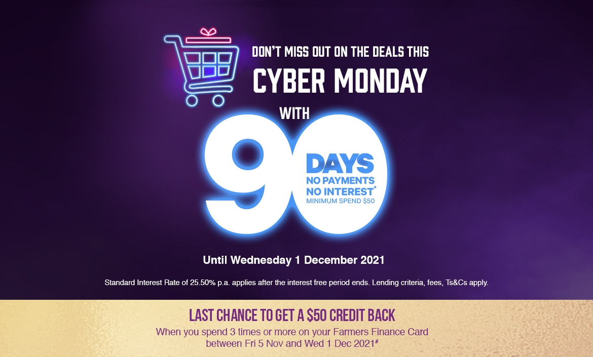 Cyber Monday 90 days no payments no interest