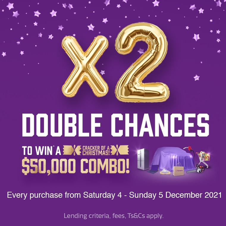 Get double chances to win with your Farmers Finance Card